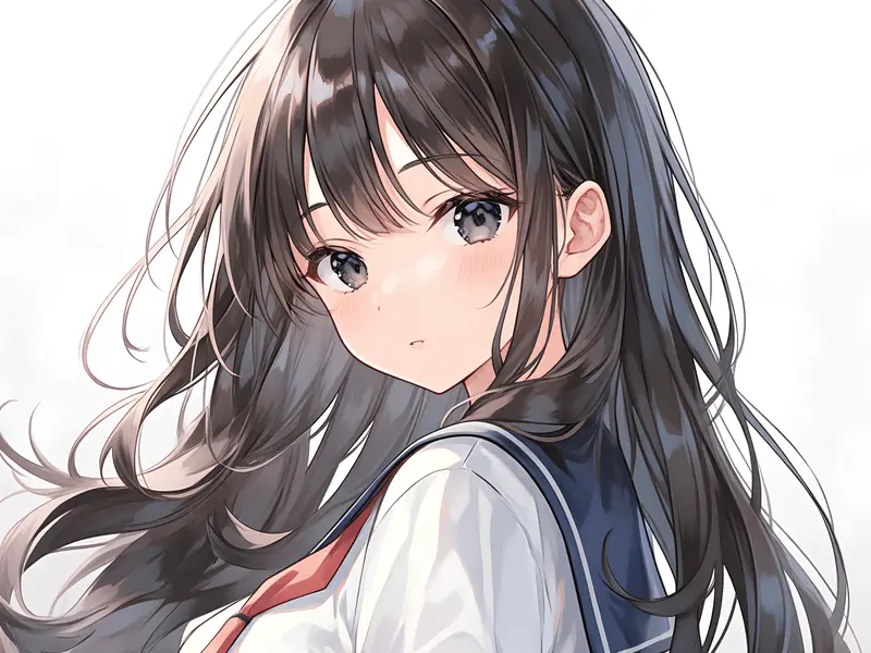 漫蛙品牌插画:穿水手服的黑长发少女回头,用来示意术语词典栏目,非作品画面